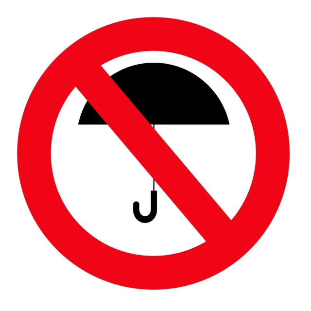 the stop sign for no umbrellas