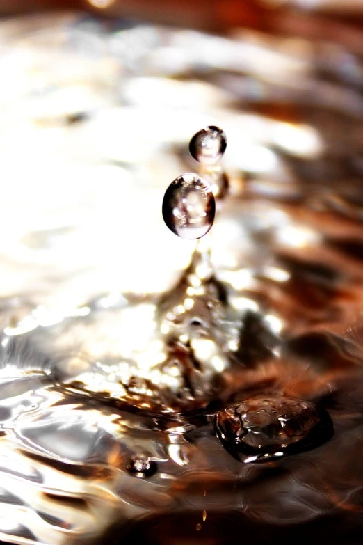 the water drops are on the surface and reflects off