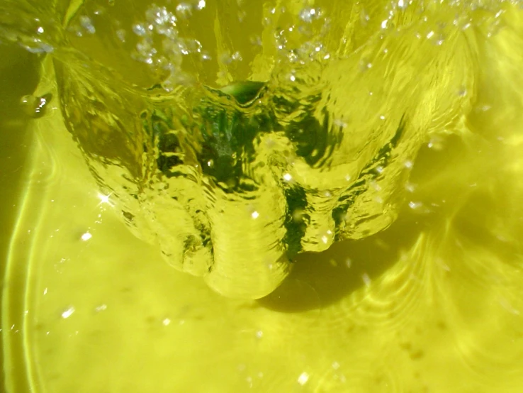 close up of an orange under water