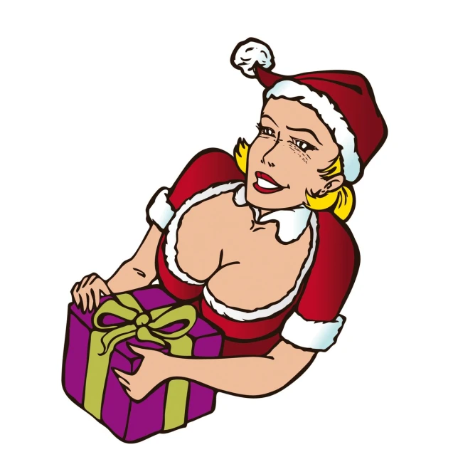 an image of santas helper with a christmas present