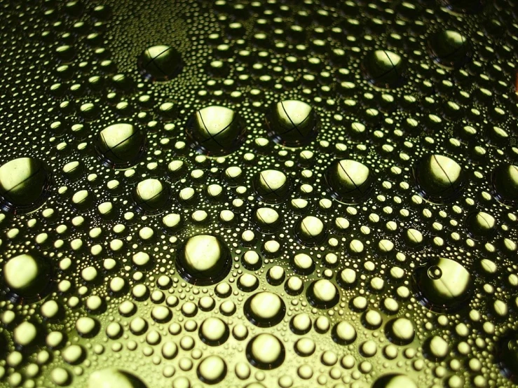 drops of water on the surface of a vase