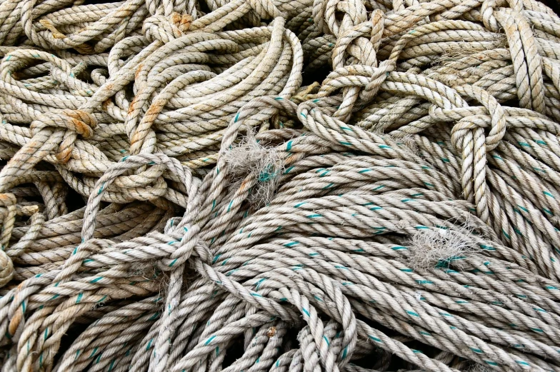 the rope is woven into a tangle and piled together