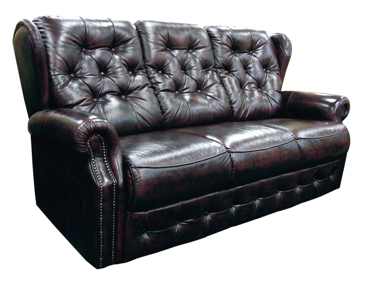 an image of a brown leather couch