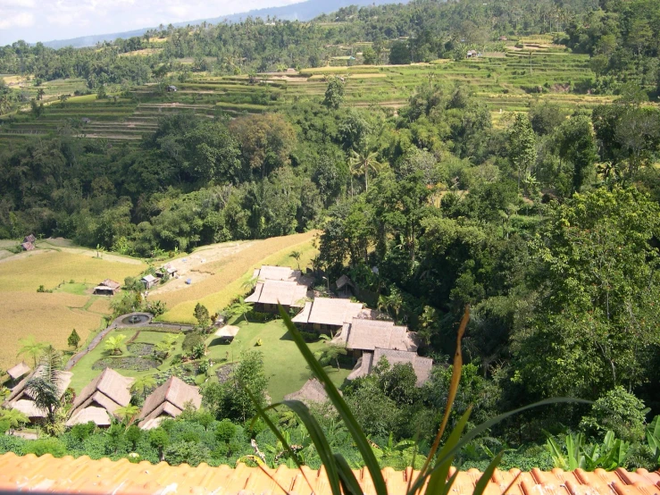 a village is situated directly out into a valley