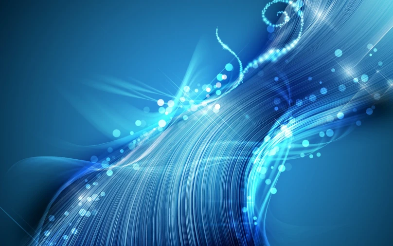 an abstract blue background with sparkles and lines