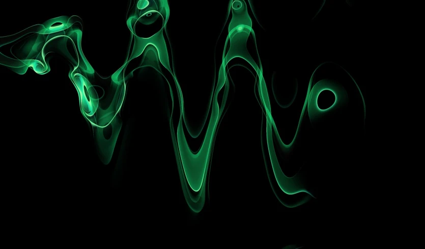 green waves with black background and reflection