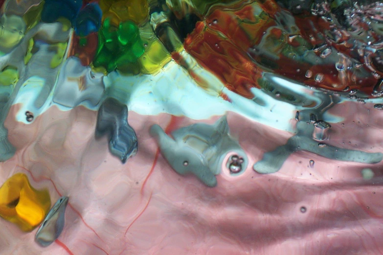 the abstract view of paint mixed in with other colors