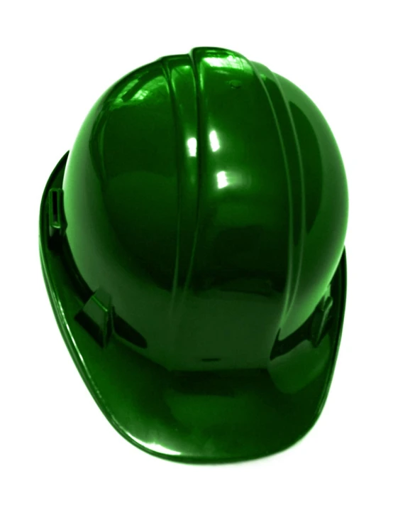 green hard hat sitting upright on the ground