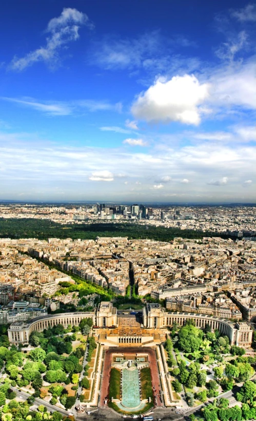 the city and grounds of paris, france as seen from a bird's - eye view