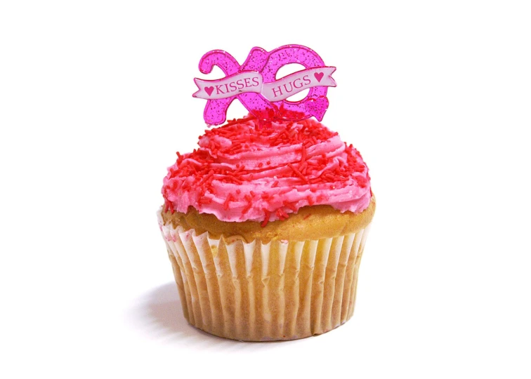 a pink and red cupcake with the number 30 on it