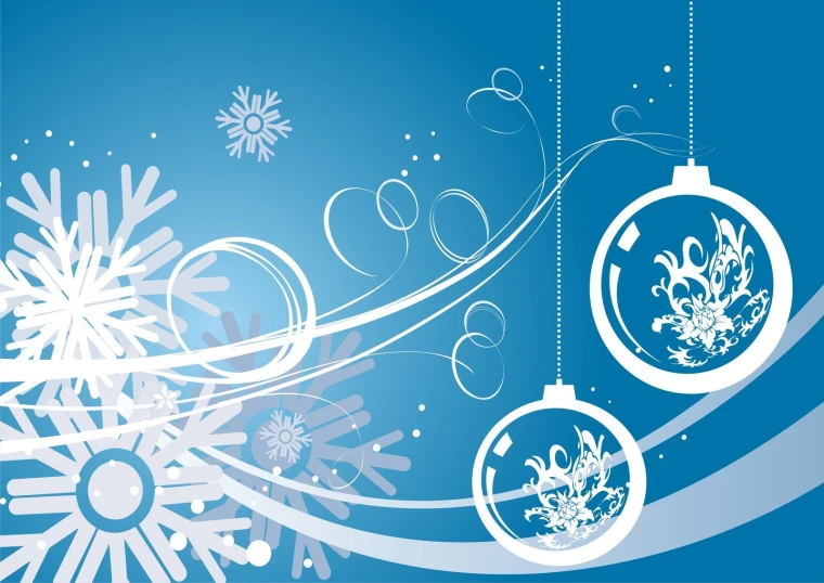 a snowflaked christmas tree ornaments on a blue background
