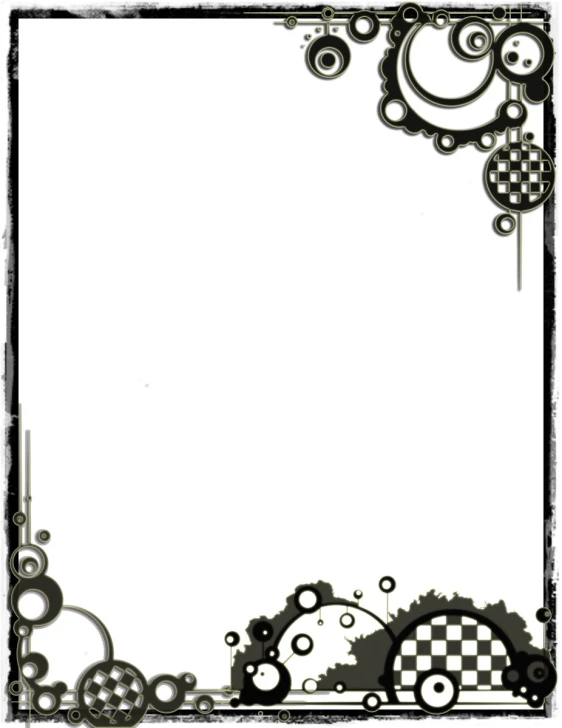 a square frame that has various designs on it