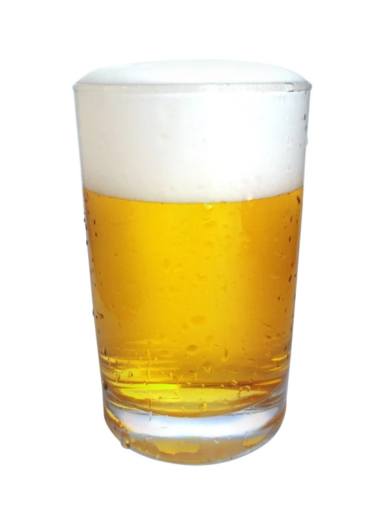 beer in a tall glass on a white background