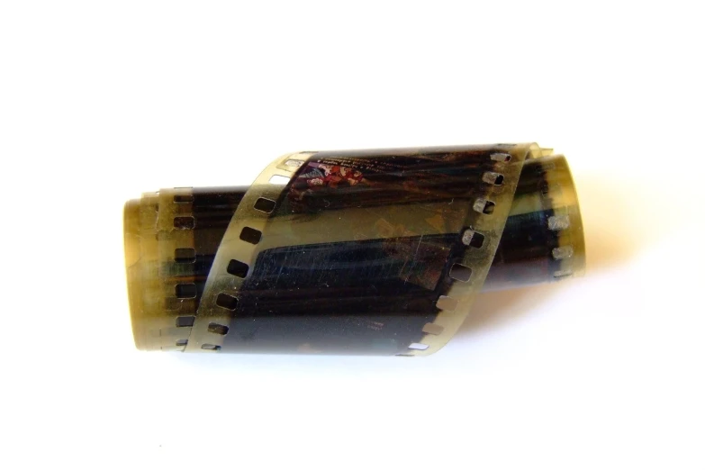 an open camera film strip with multiple sections on the top of it