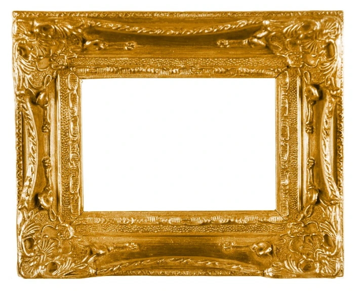 a gilded gold picture frame on white