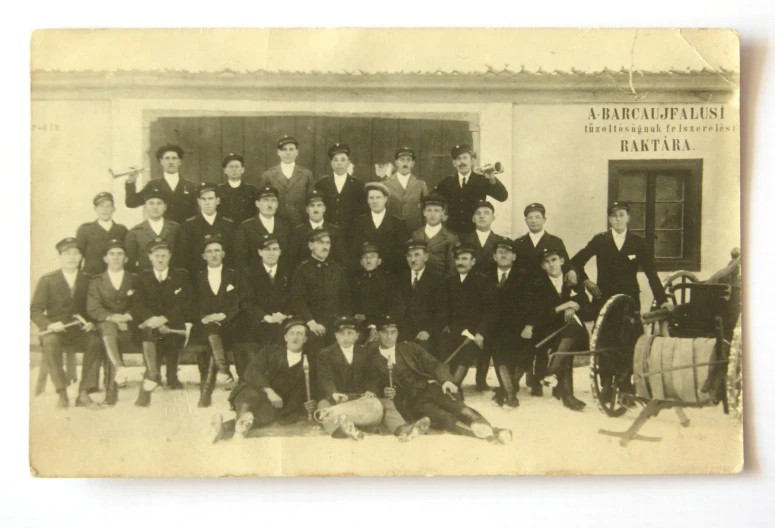 several men and women pose for a picture in a black and white po