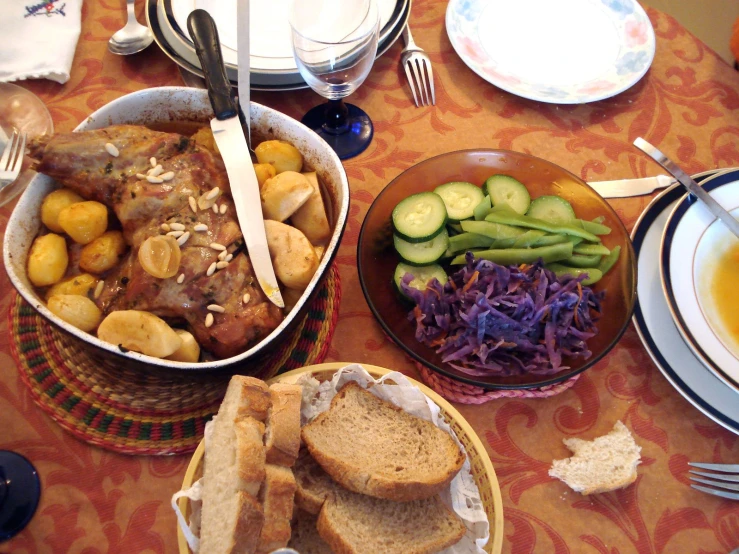 there is a large basket filled with different foods