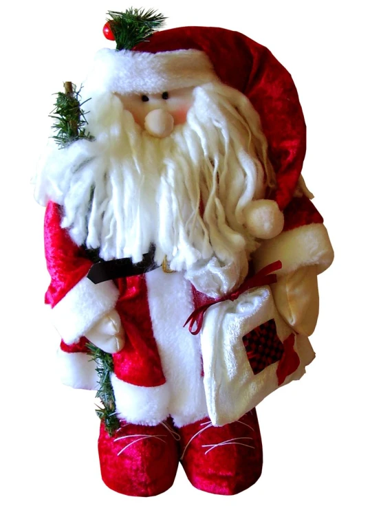 the santa ornament is shown wearing his red and white suit