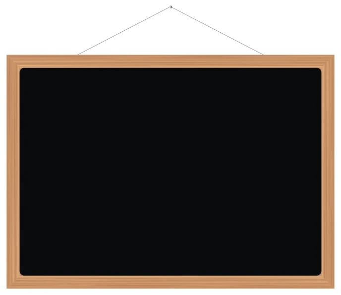 a blackboard with a string hanger hanging on it