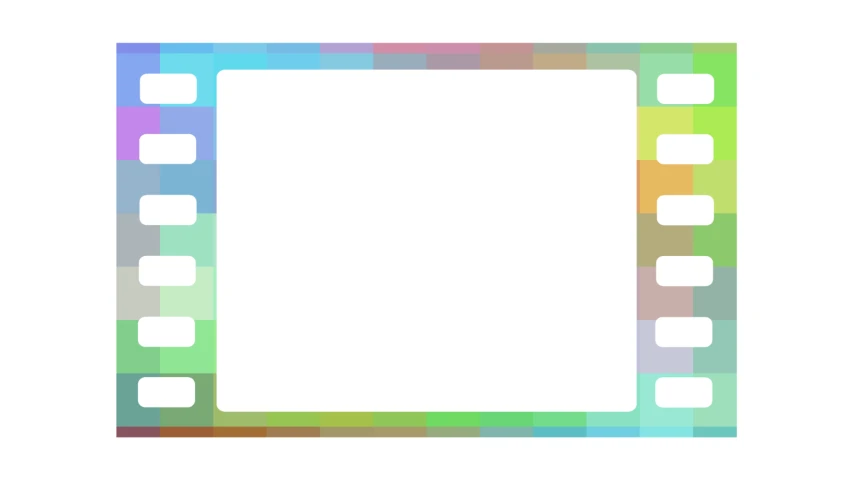 a multicolored film strip with some squares