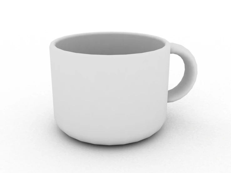 an empty white coffee cup on a white background