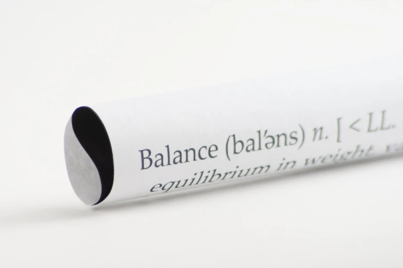 a roll of paper with the word balance