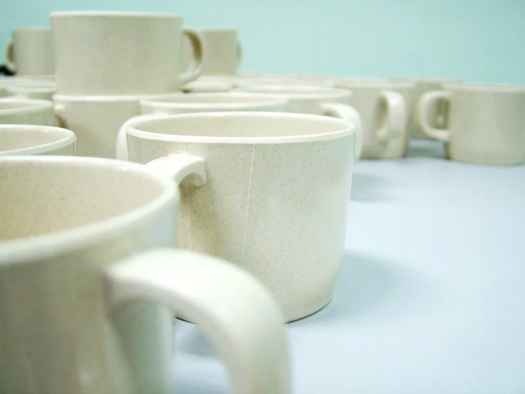 cups lined up and waiting for the serving