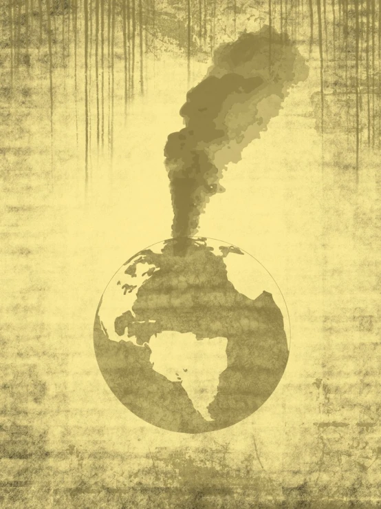 an old fashioned illustration of the world blowing smoke