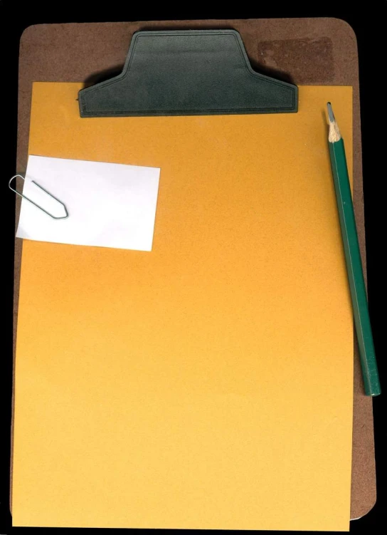 a piece of yellow paper with an adhesive pad underneath and a pencil