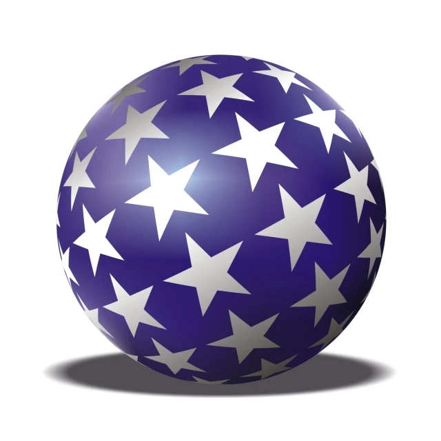 a purple and white star ball with a shadow