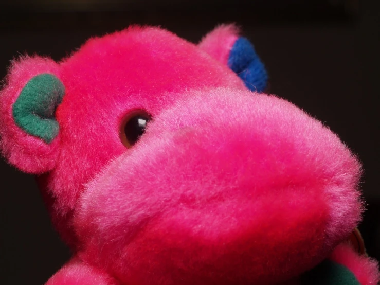 a closeup of a pink stuffed animal