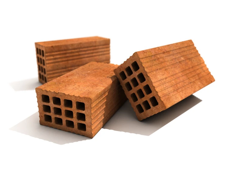 wooden blocks sit in the middle of a white background