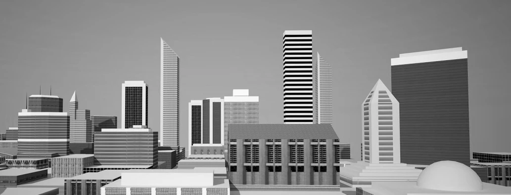 an artist's rendering of modern city with high rise buildings