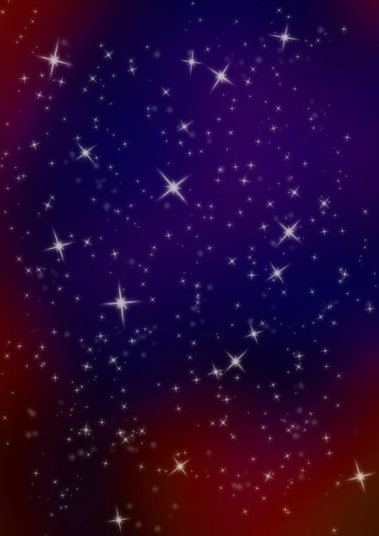 red and blue background with small stars all around it