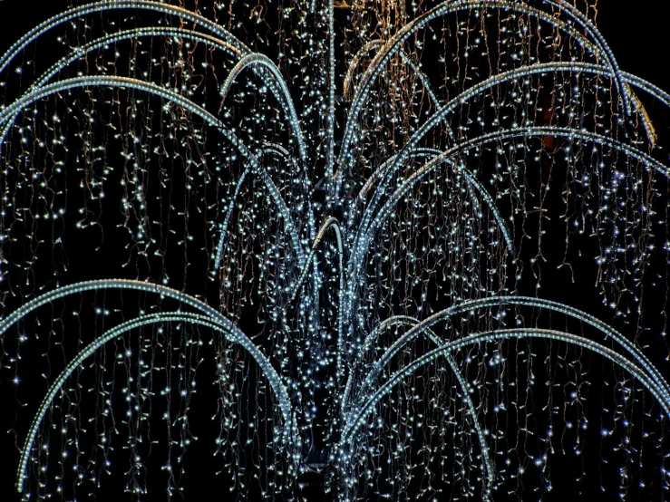 a big display of rain drops in the night