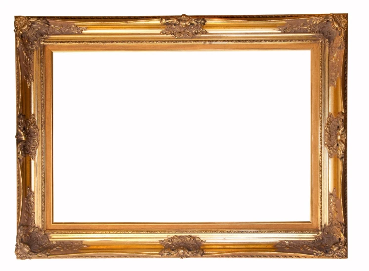 an old fashioned gold picture frame on white