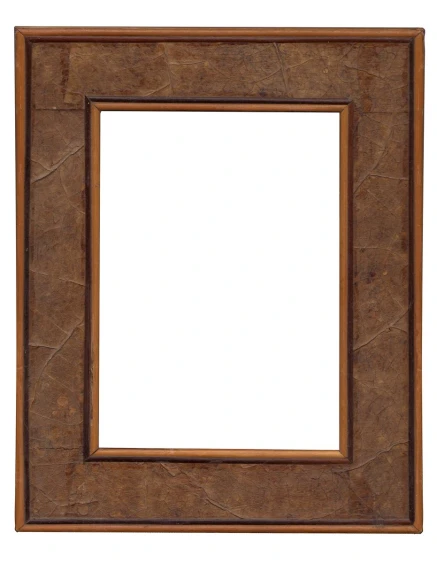 a brown wooden frame on a white background