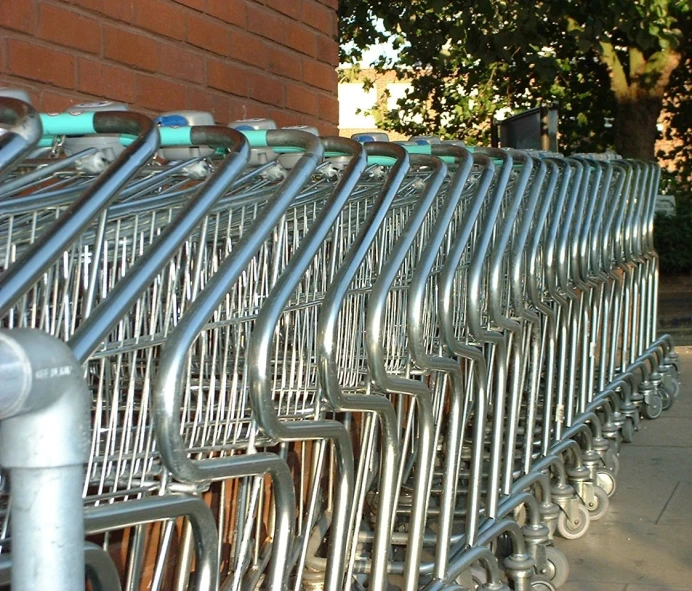 this is an outdoor setting with many carts