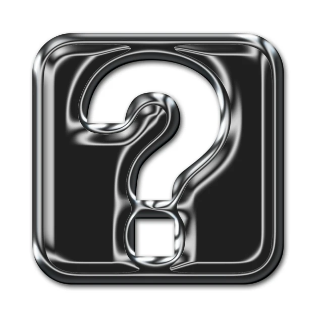 a shiny square black question symbol with white background