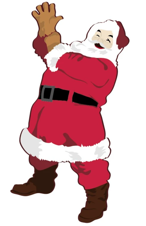 a santa claus wearing brown boots and a black belt