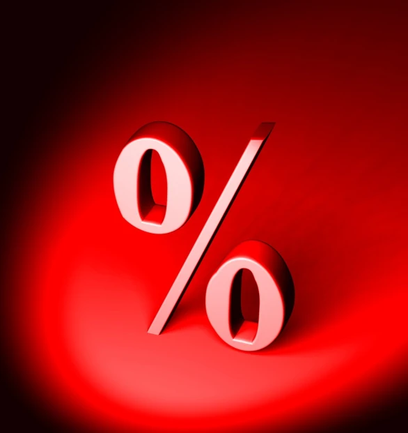 a dark red background with a half round object that says 20 %
