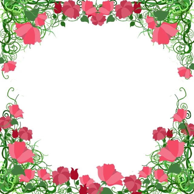 a beautiful frame with pink flowers on a white background