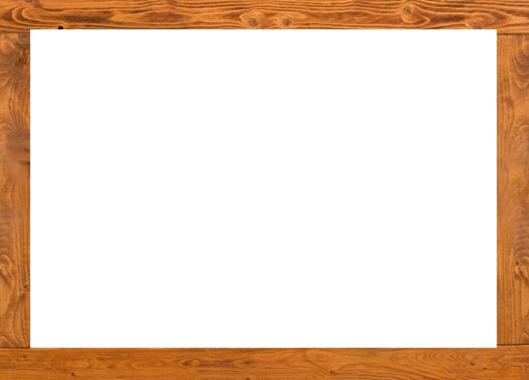 an empty square wooden frame on a white background