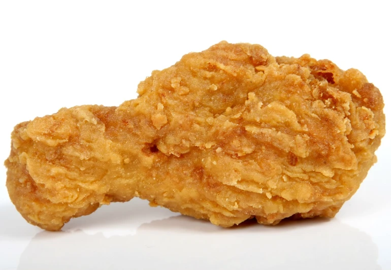 closeup of fried food item on white background