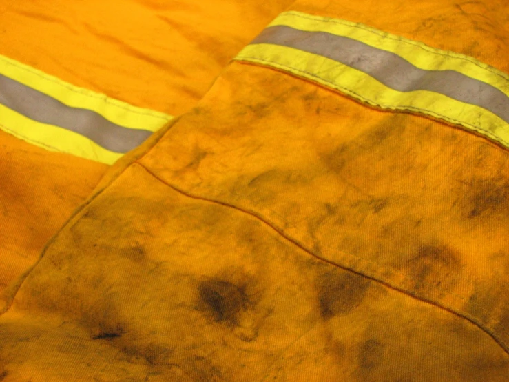 fireman's yellow work shirt, close up