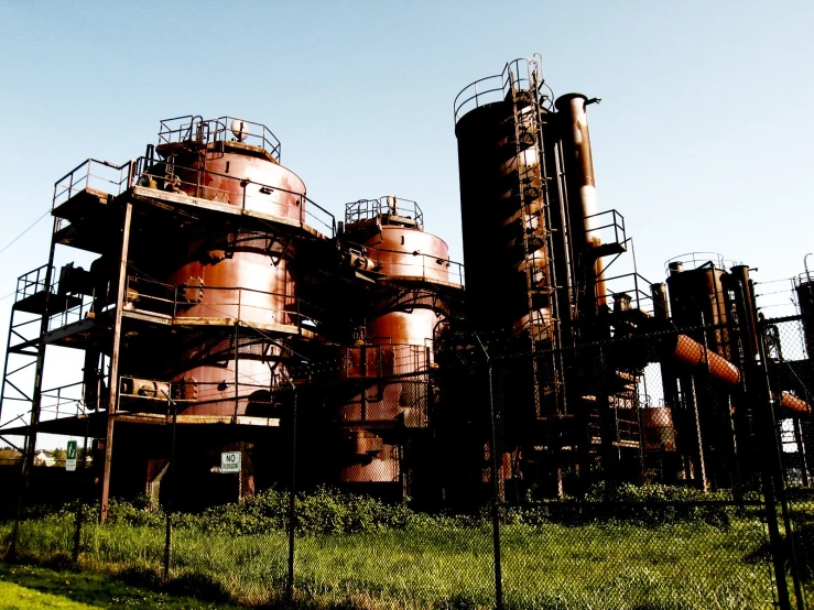 an industrial oil and gas refinery on the outskirts of town