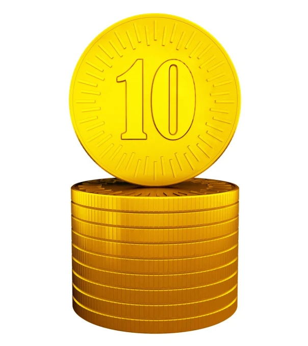 a gold number sitting on top of some stacks