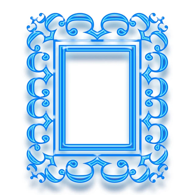 an ornate blue frame with swirls and scrolls