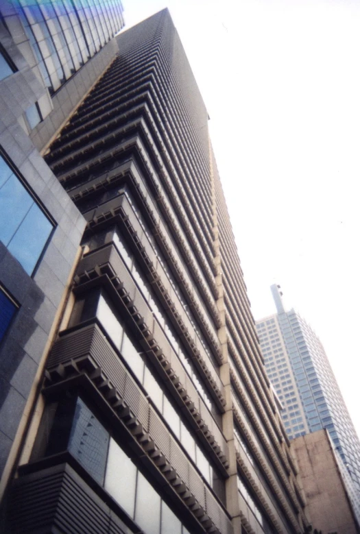 an up - close s of a building with the sky visible in the background