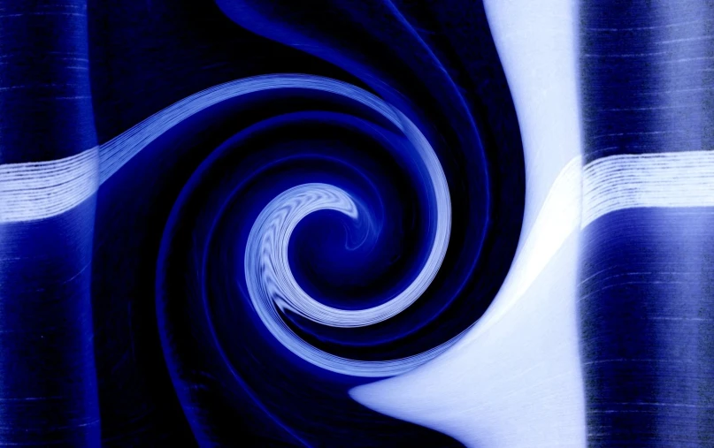 a large blue and white spiral pattern is seen